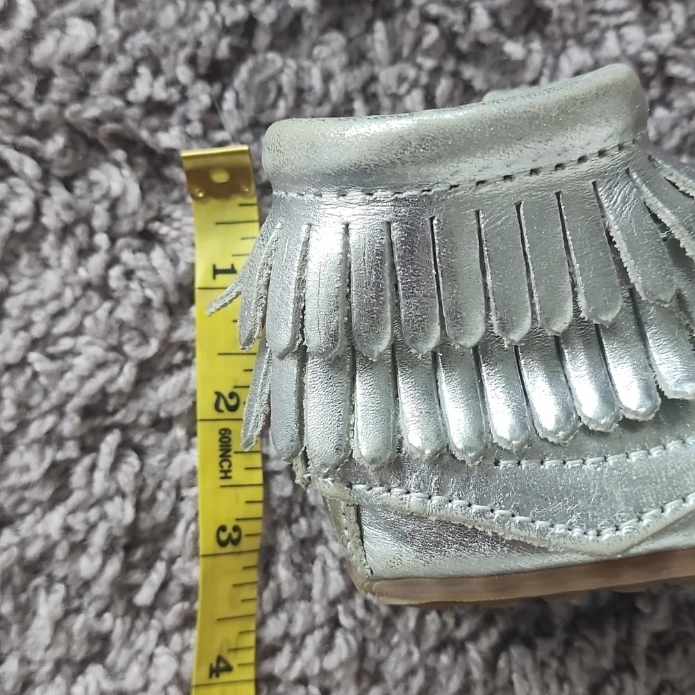 Minnetonka silver metallic fringe booties-4
